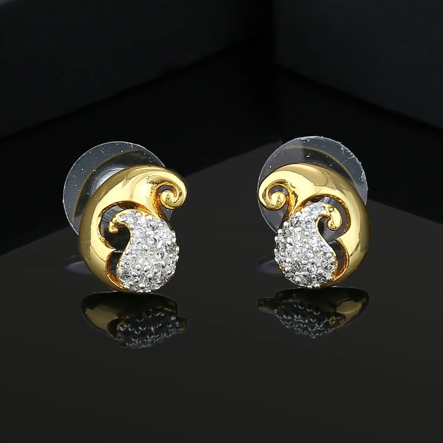 Estele Floral Gold Plated Stylish Fancy Party Wear Stud Earrings For Women & Girls