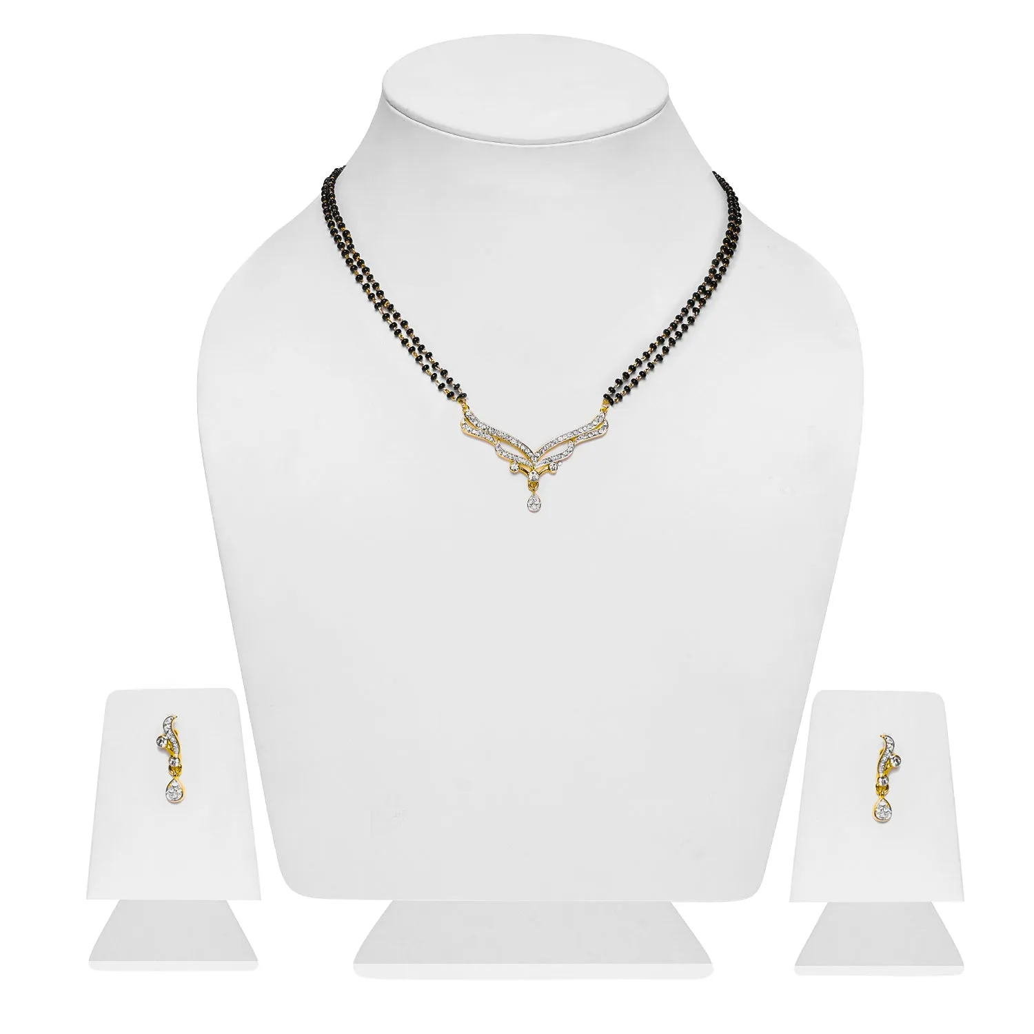 Estele Gold & Rhodium Plated Glaze Drop Mangalsutra Necklace Set with Austrian Crystals for Women