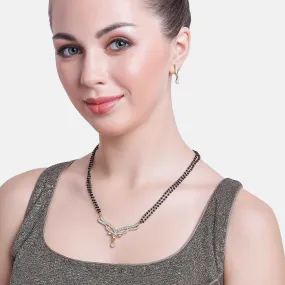 Estele Gold & Rhodium Plated Glaze Drop Mangalsutra Necklace Set with Austrian Crystals for Women