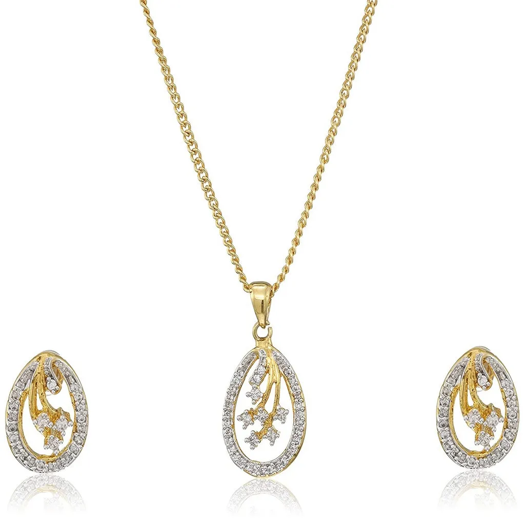 Estele Gold Plated CZ Trendy and Fancy Necklace Set for Women / Girls