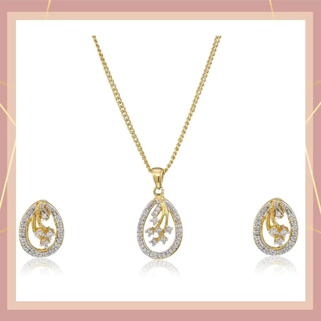 Estele Gold Plated CZ Trendy and Fancy Necklace Set for Women / Girls