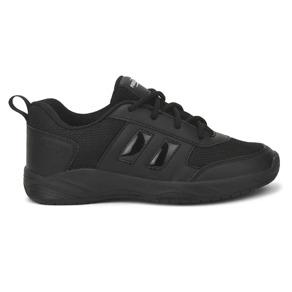 Force 10 By Liberty Kids SKOLGAME-L Black School Lacing Shoes