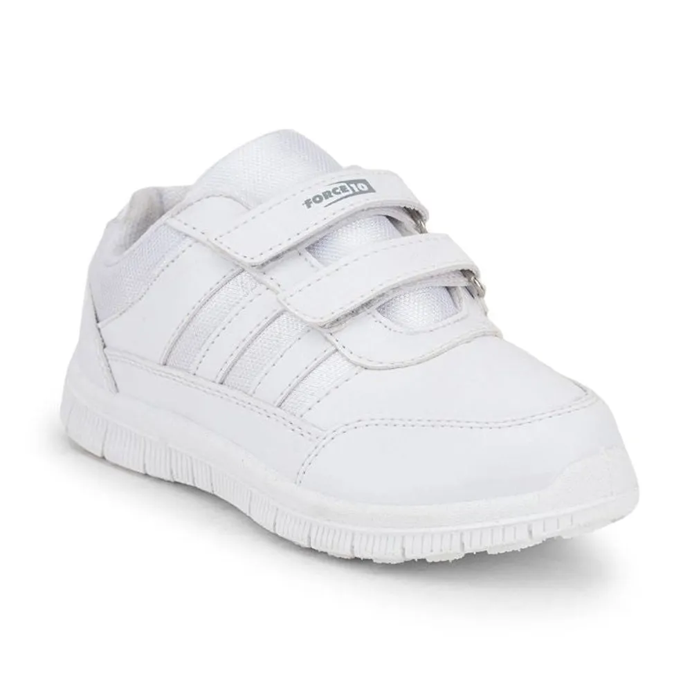 Force 10 School Non Lacing Shoes For Kids (White) GOLA-03 By Liberty