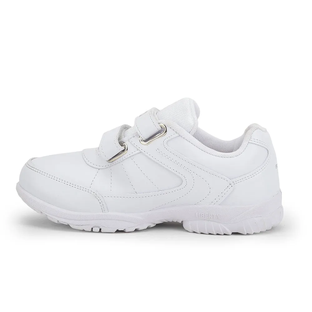 Force 10 (White) Velcro School Shoes For Kids SCHZONE-DV By Liberty