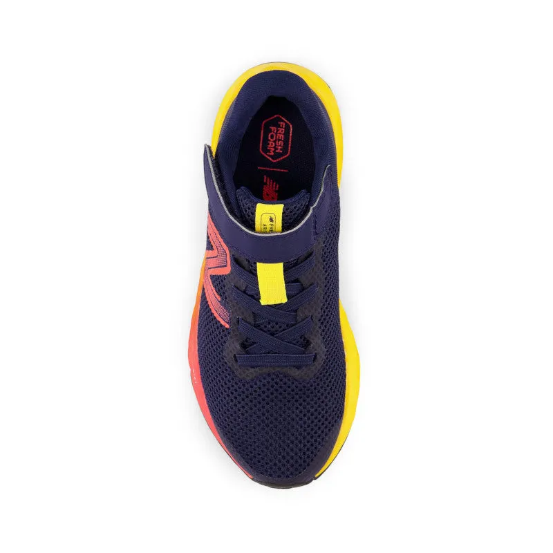 Fresh Foam Arishi v4 Bungee Lace with Top Strap - Team Navy with Electric Red and Egg Yolk - Little Kids