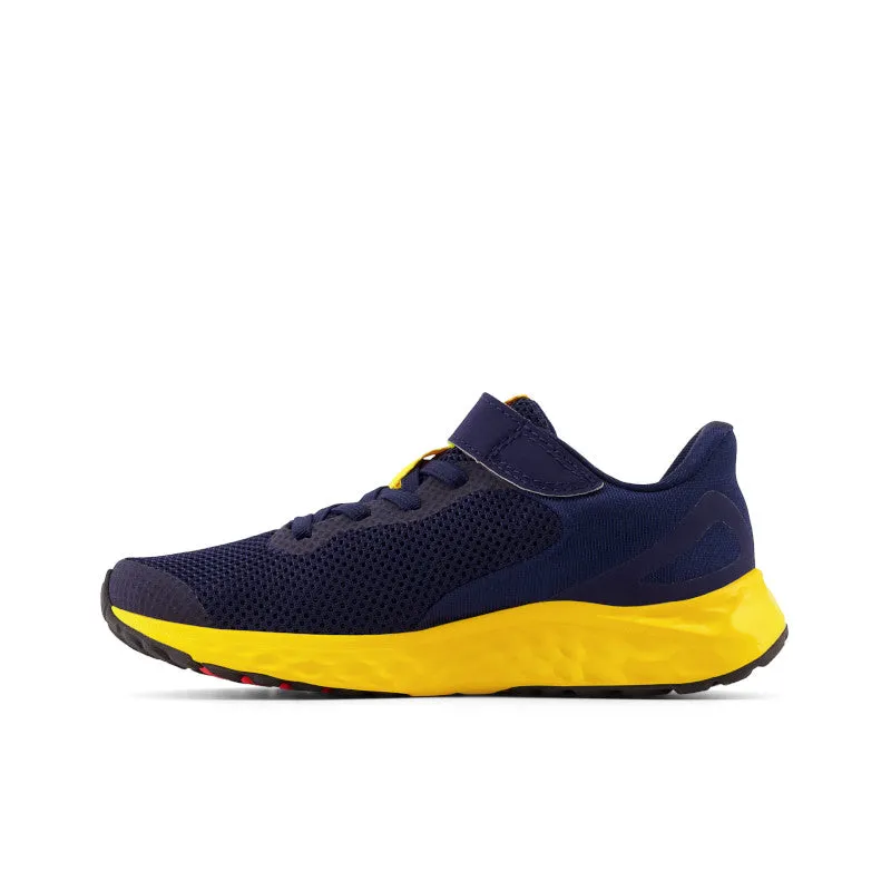 Fresh Foam Arishi v4 Bungee Lace with Top Strap - Team Navy with Electric Red and Egg Yolk - Little Kids