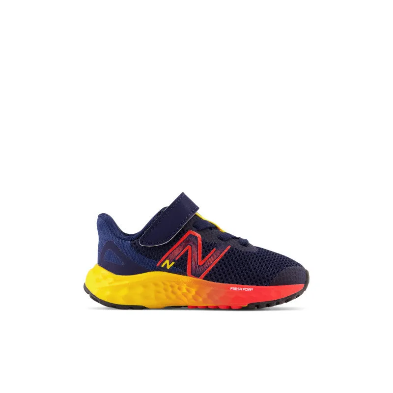 Fresh Foam Arisihi v4 Bungee Lace with Top Strap - Team Navy with Electric Red and Egg Yolk - Toddlers