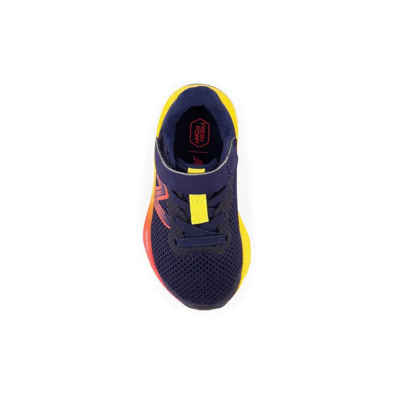 Fresh Foam Arisihi v4 Bungee Lace with Top Strap - Team Navy with Electric Red and Egg Yolk - Toddlers