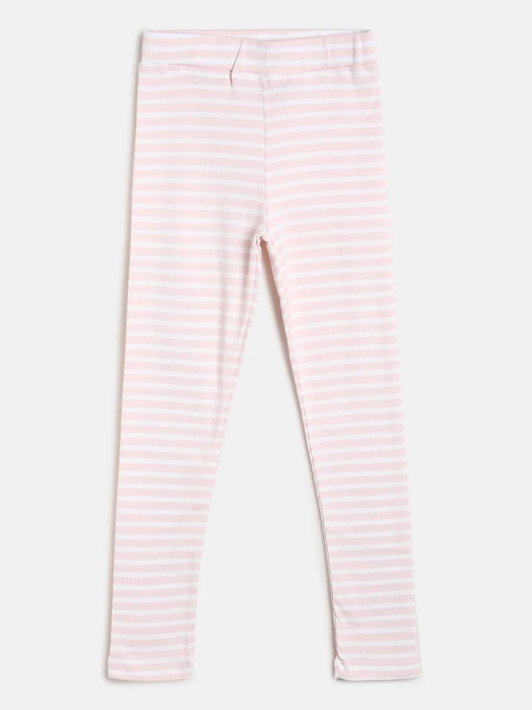 Girls Pink Striped Leggings