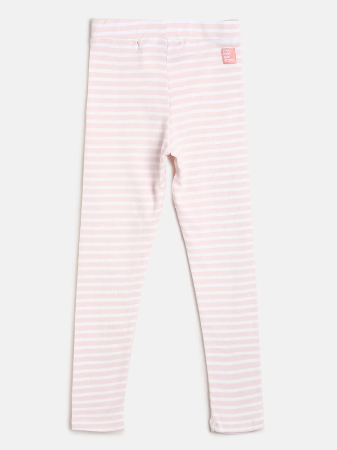 Girls Pink Striped Leggings