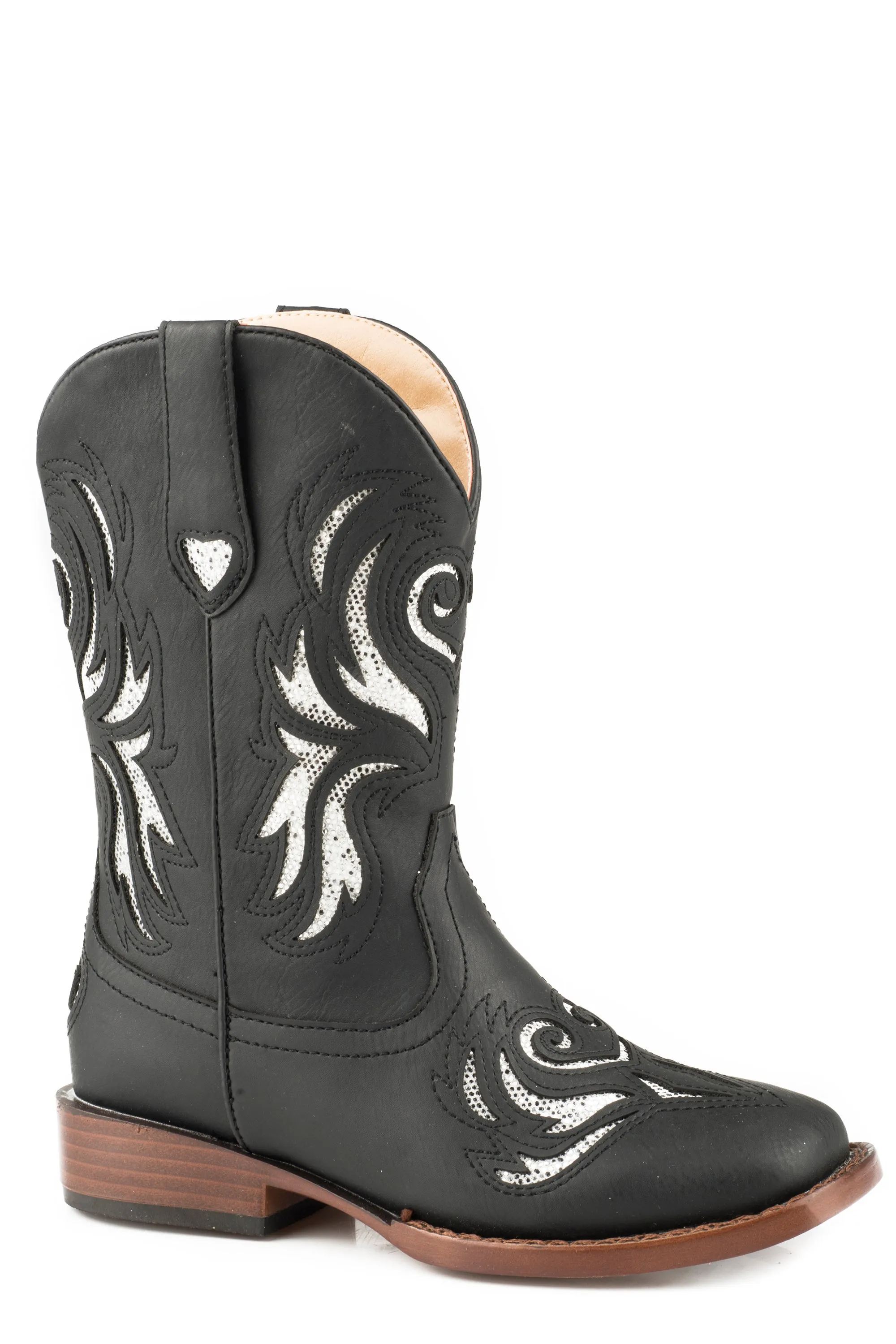 Girl's Roper Black Faux Leather Western Boot