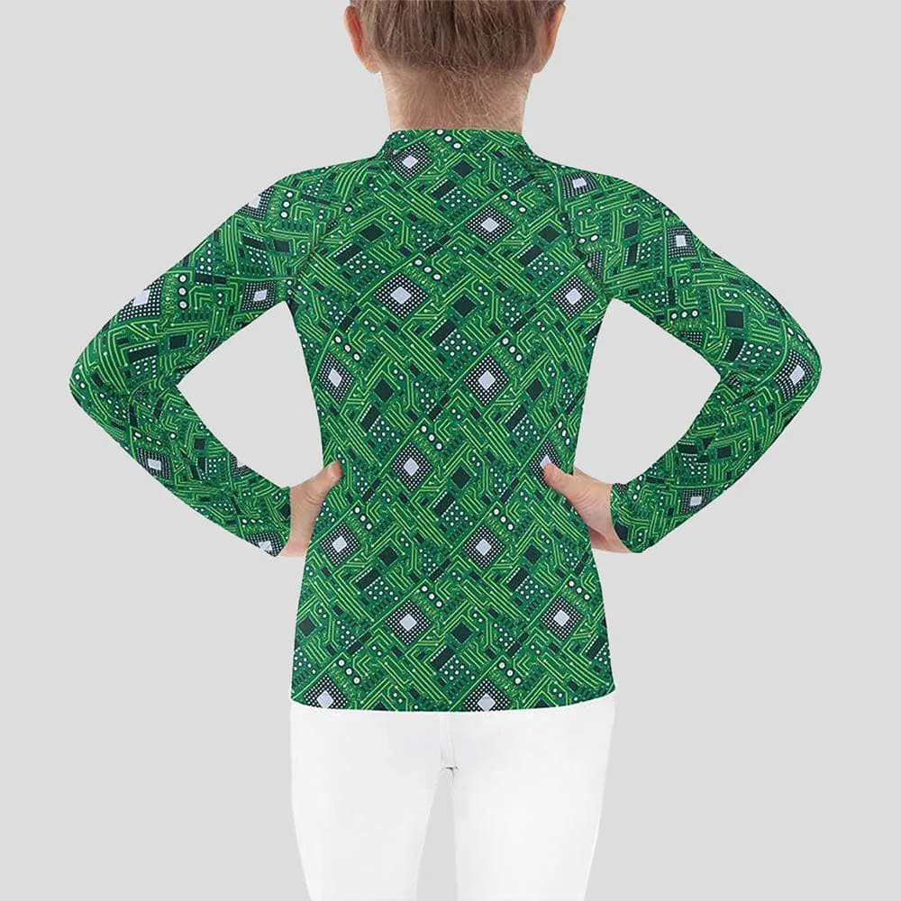 Green Circuit Board Kids Rash Guard (POD)