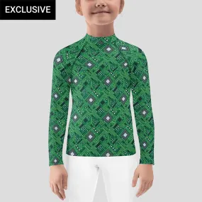 Green Circuit Board Kids Rash Guard (POD)