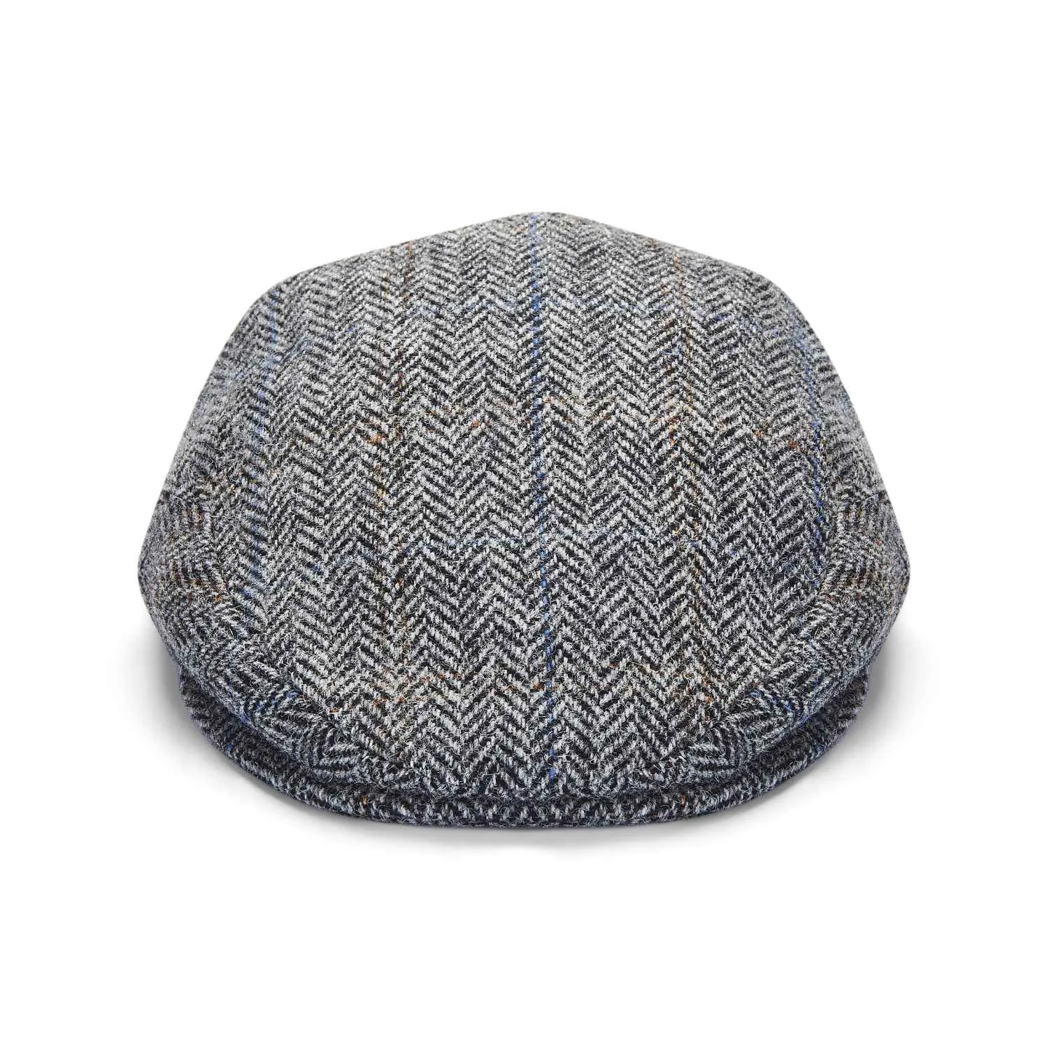 Harris Tweed Flat Cap by City Sport | Grey Herringbone Flat Hat