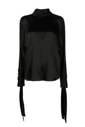 HIGH-NECK SILK BLOUSE