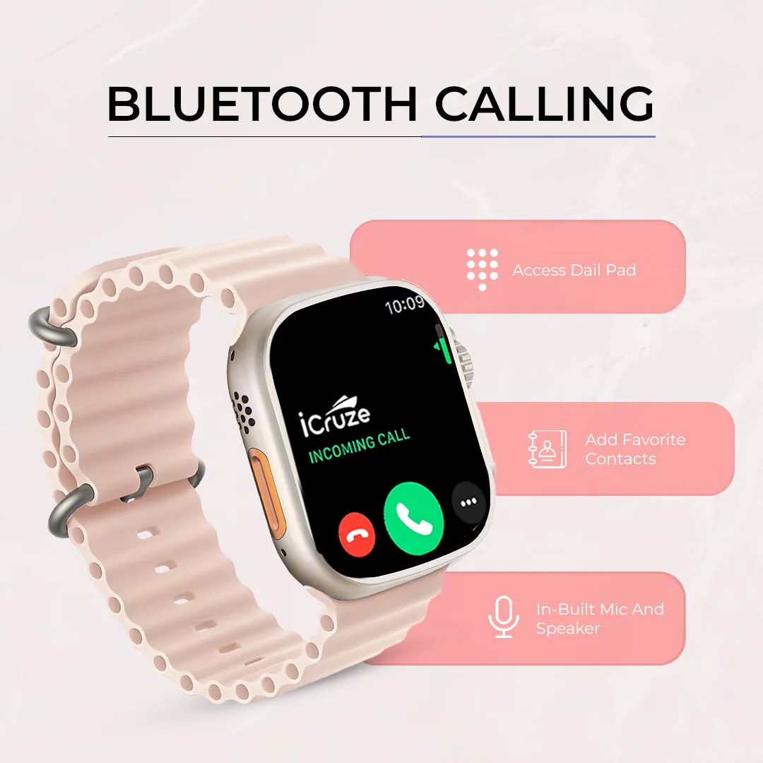 iCruze Pronto Max  BT Calling Smart watch  (Baby Pink)