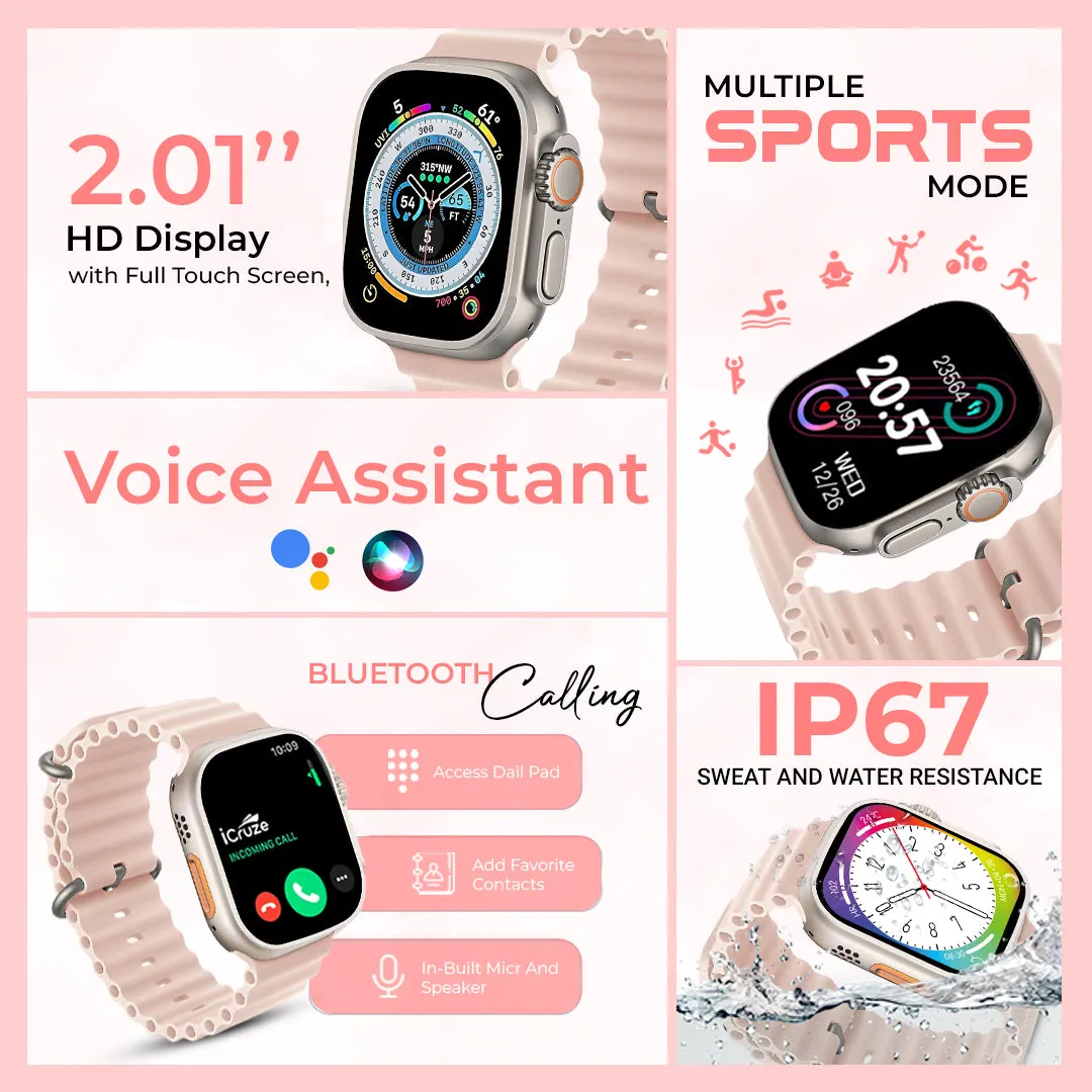 iCruze Pronto Max  BT Calling Smart watch  (Baby Pink)