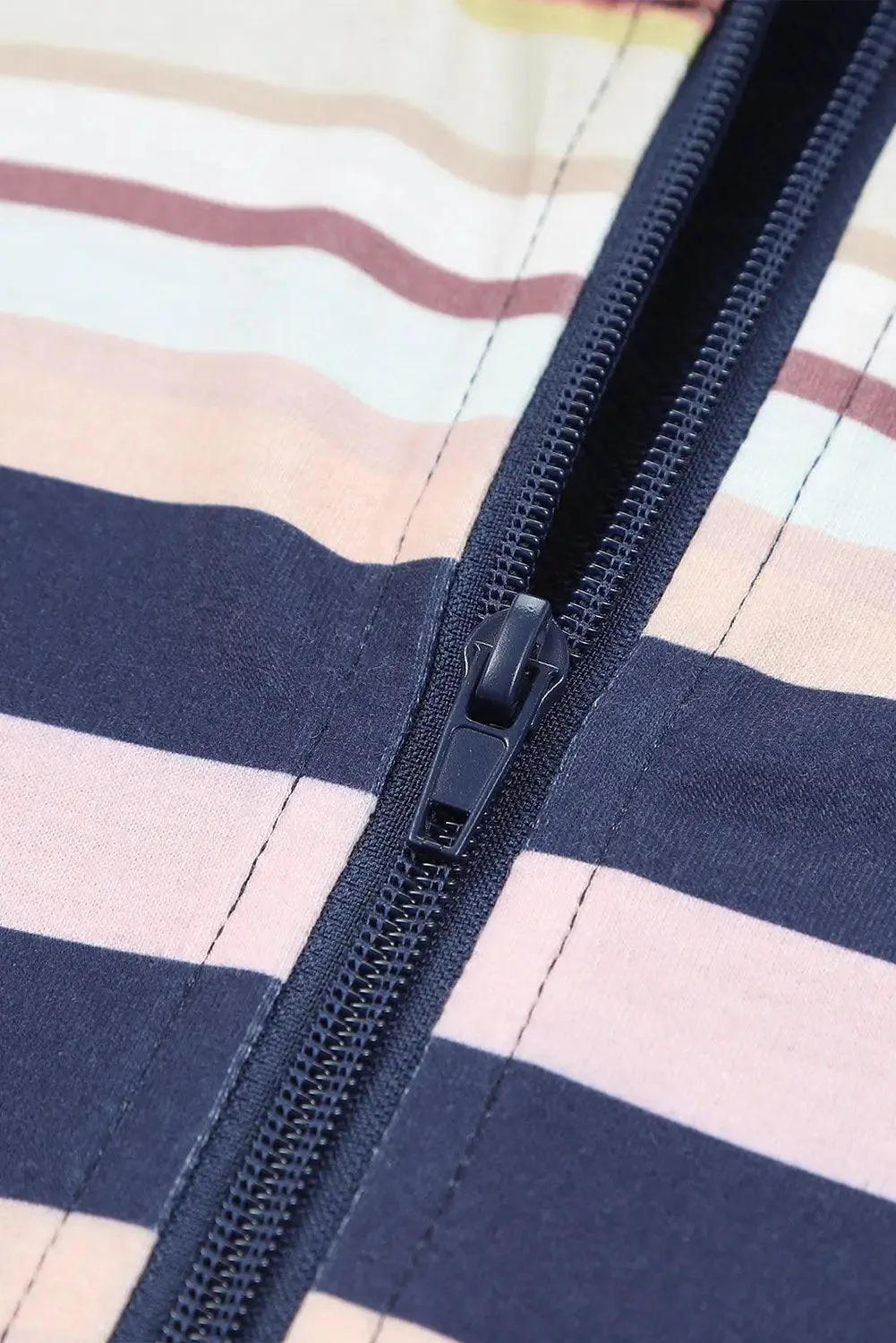 Jacket with Striped Colour Block Zipper