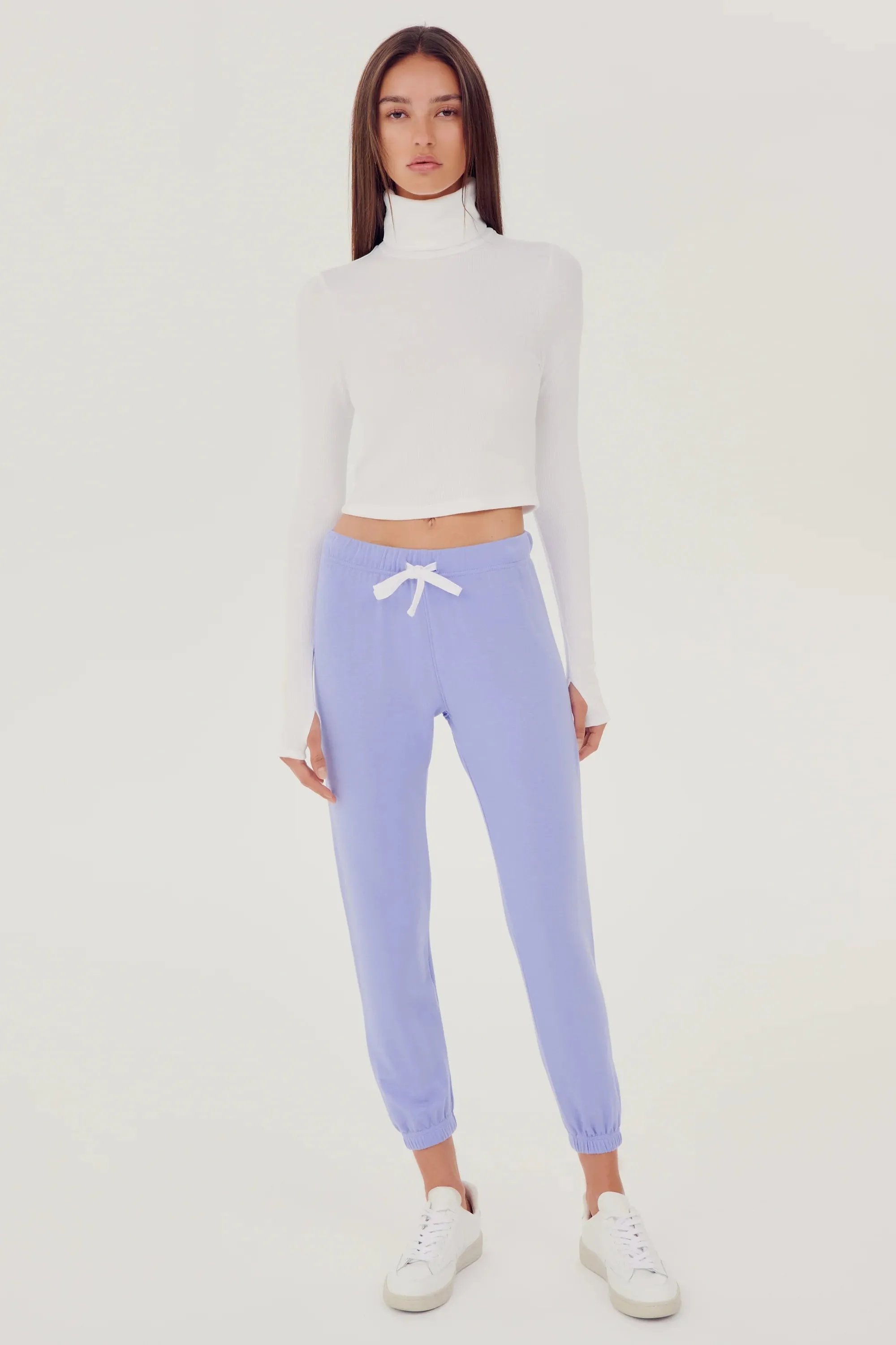 Jackson Rib Cropped Turtleneck: White