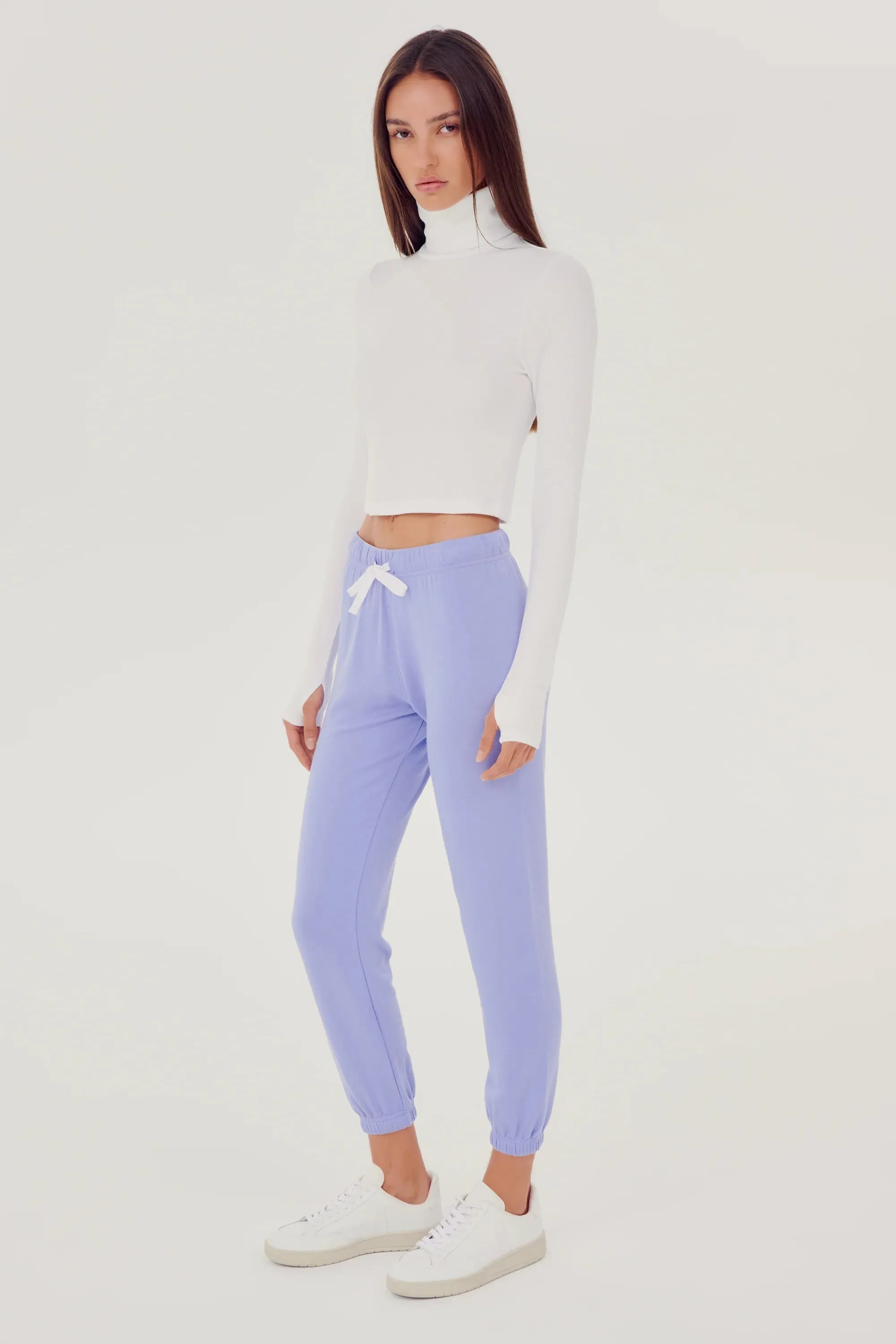 Jackson Rib Cropped Turtleneck: White