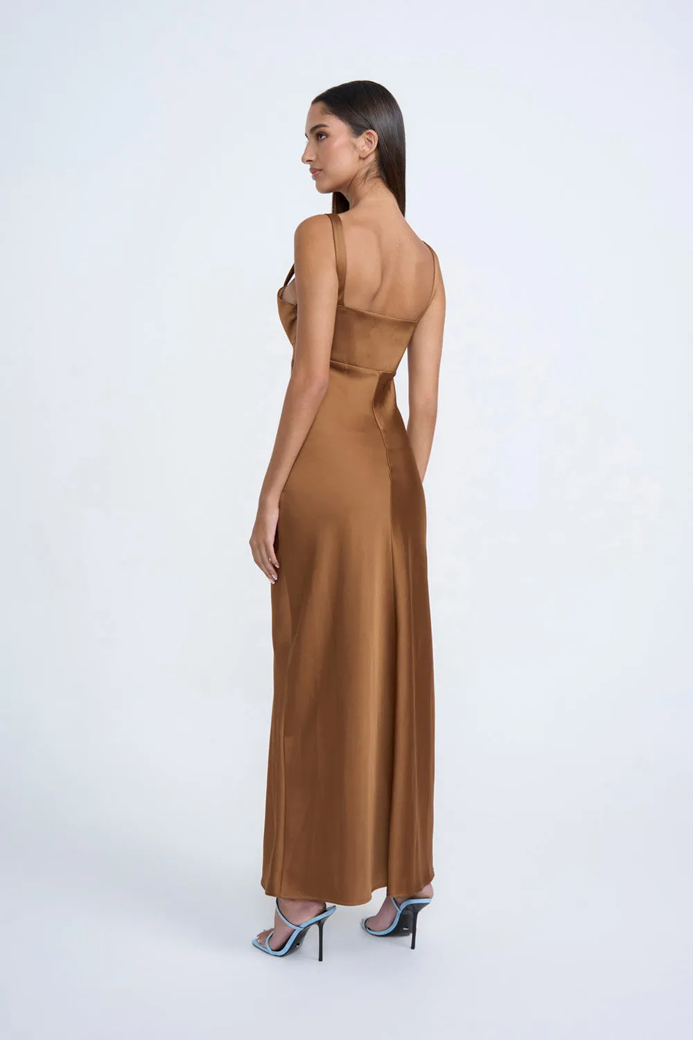 Kirsten Cut Out Bias Midi Dress | Final Sale - Coffee