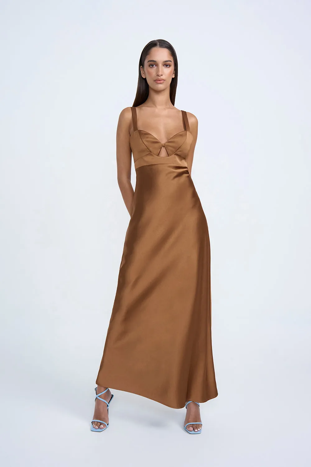 Kirsten Cut Out Bias Midi Dress | Final Sale - Coffee