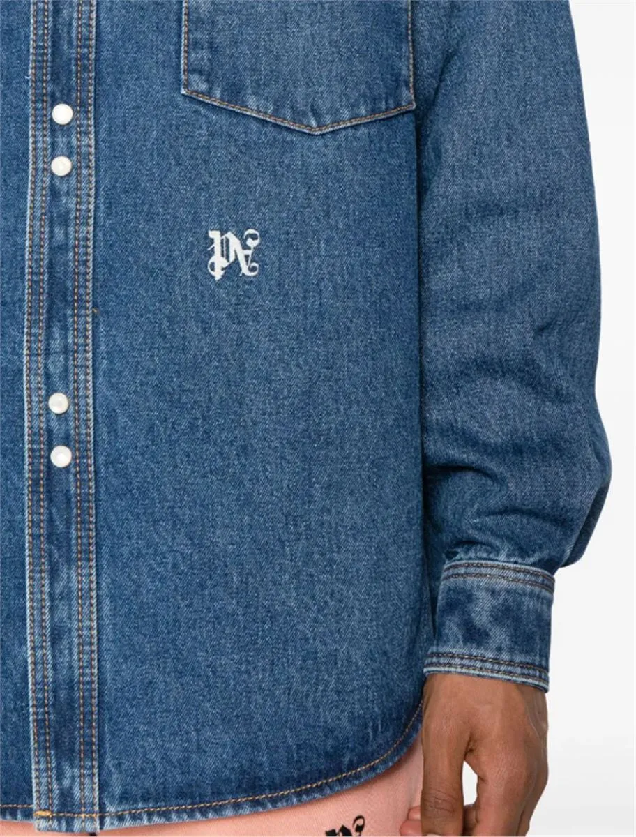 LOGO-EMBROIDERED DENIM SHIRT