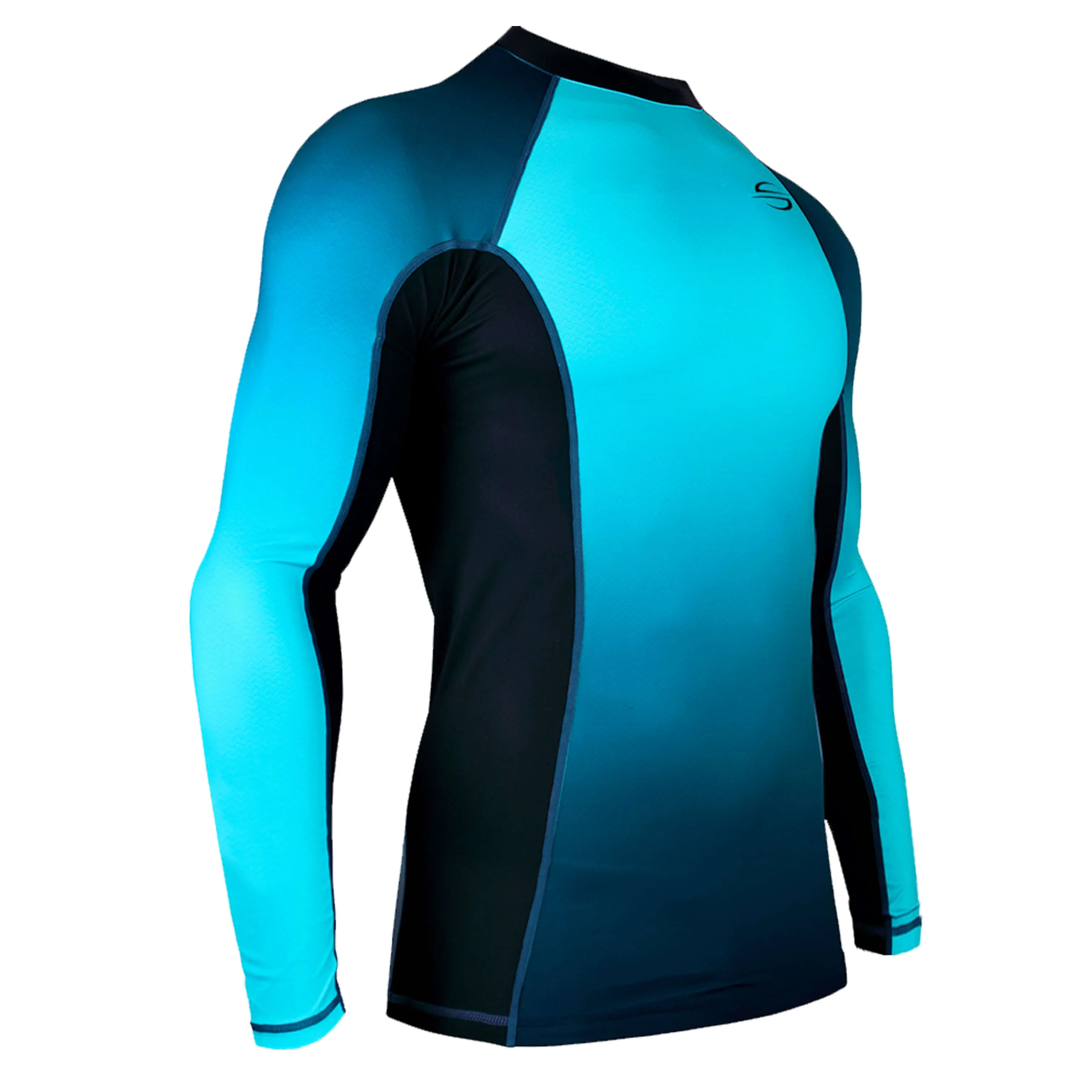 Long Sleeve Rash Guard for Men UPF 50  | Gradient - Blue