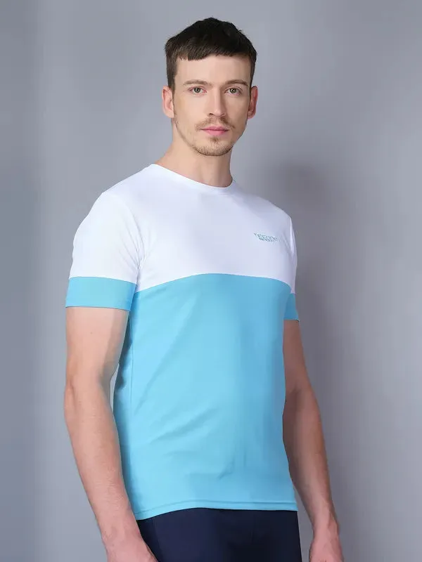 Men Colorblock Slim Fit Crew Neck T-shirt with TECHNO GUARD