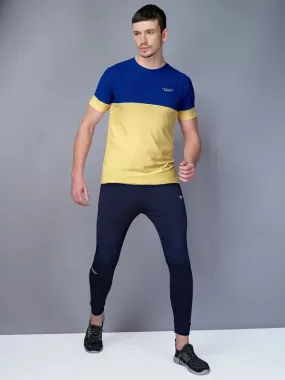 Men Colorblock Slim Fit Crew Neck T-shirt with TECHNO GUARD