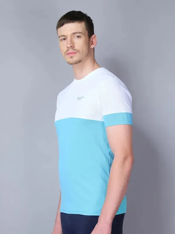 Men Colorblock Slim Fit Crew Neck T-shirt with TECHNO GUARD