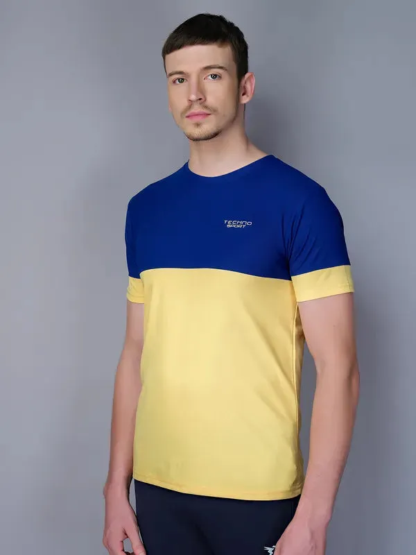 Men Colorblock Slim Fit Crew Neck T-shirt with TECHNO GUARD