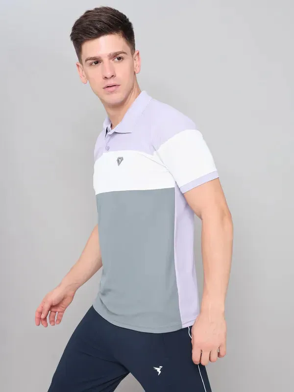 Men Colorblock Slim Fit Polo T-shirt with MATPIQ