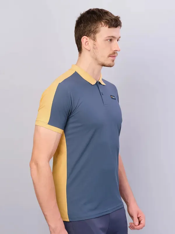 Men Colorblock Slim Fit Polo T-shirt with MATPIQ