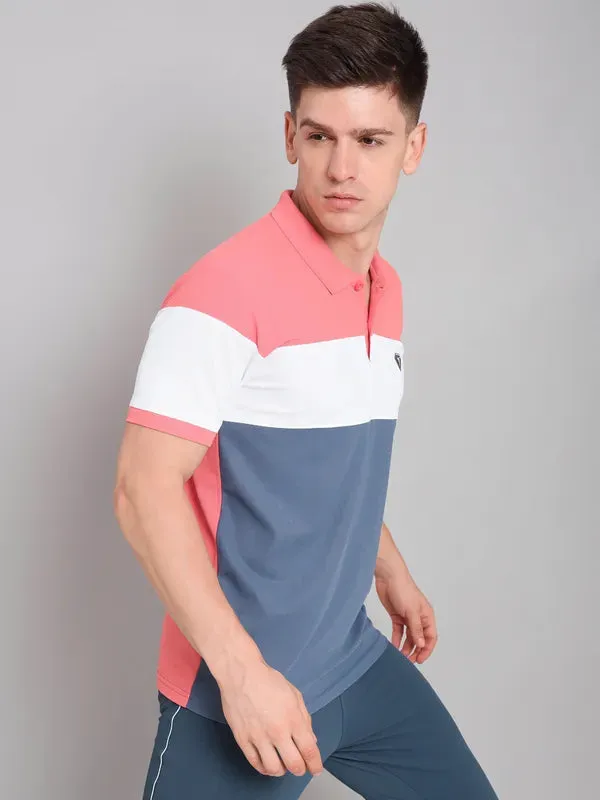 Men Colorblock Slim Fit Polo T-shirt with MATPIQ