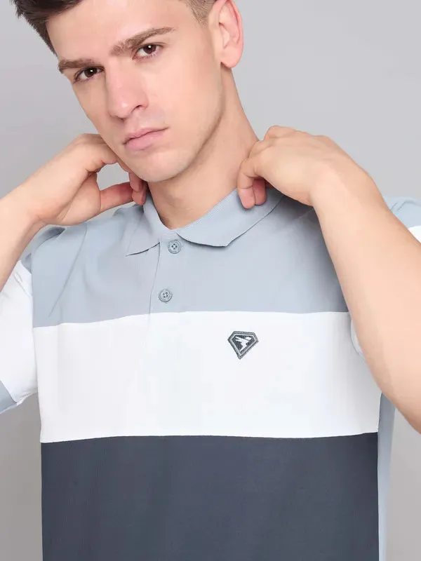 Men Colorblock Slim Fit Polo T-shirt with MATPIQ