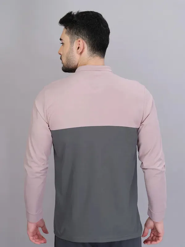 Men Colorblock Slim Fit Polo T-shirt with MATPIQ