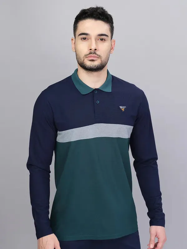 Men Colorblock Slim Fit Polo T-shirt with MATPIQ