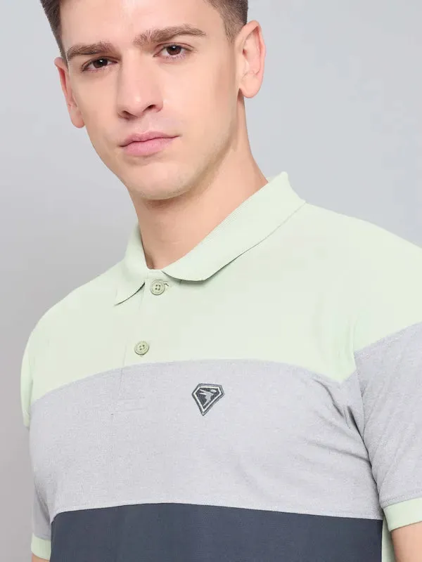 Men Colorblock Slim Fit Polo T-shirt with MATPIQ