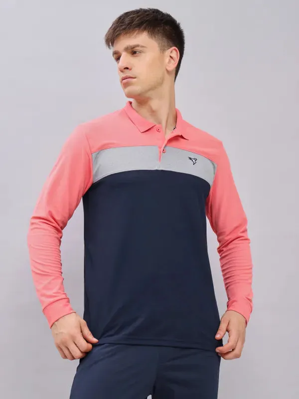 Men Colorblock Slim Fit Polo T-shirt with MATPIQ