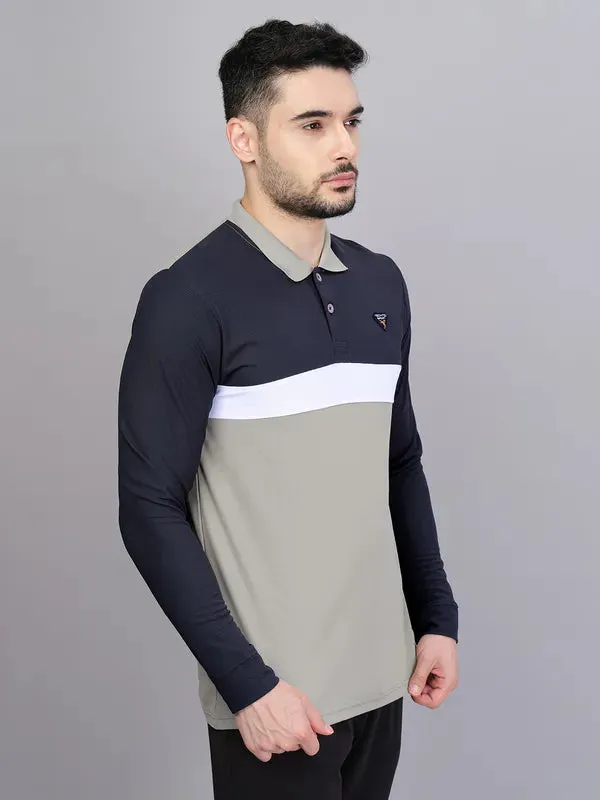 Men Colorblock Slim Fit Polo T-shirt with MATPIQ