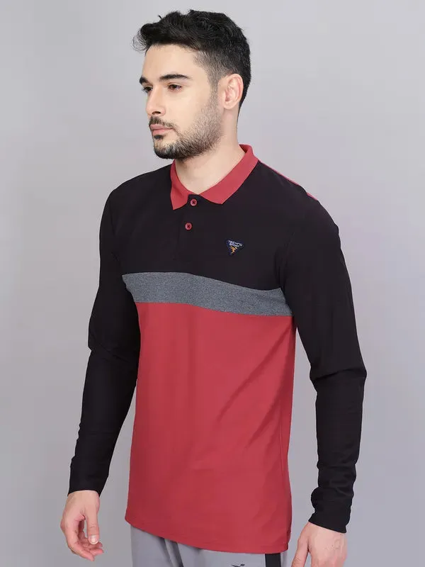 Men Colorblock Slim Fit Polo T-shirt with MATPIQ