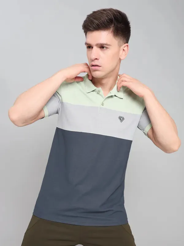 Men Colorblock Slim Fit Polo T-shirt with MATPIQ