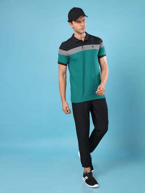 Men Colorblock Slim Fit Polo T-shirt with MATPIQ