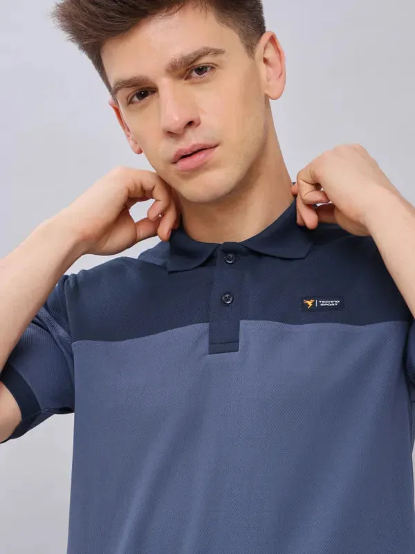 Men Colorblock Slim Fit Polo T-shirt with TECHNO DRY