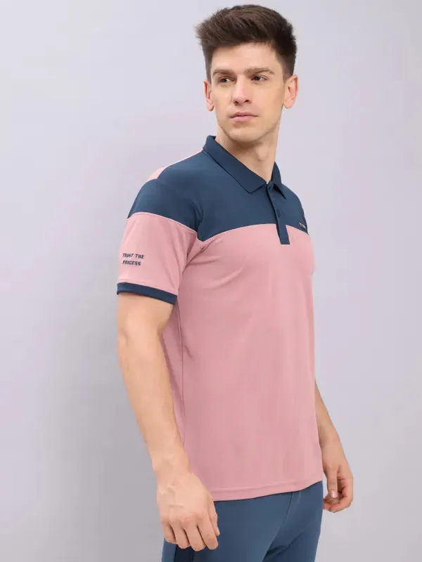 Men Colorblock Slim Fit Polo T-shirt with TECHNO DRY