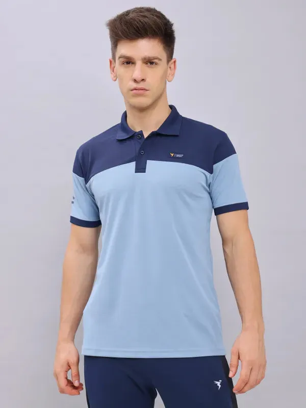 Men Colorblock Slim Fit Polo T-shirt with TECHNO DRY