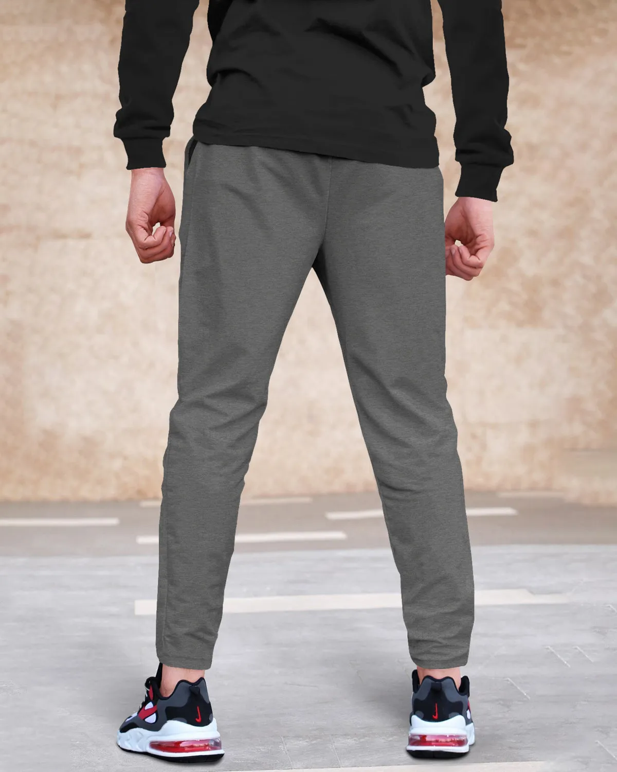 Men Dark Grey Printed Cotton Jogger Trackpant