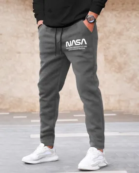 Men DarkGrey NASA Printed Cotton Jogger Trackpant