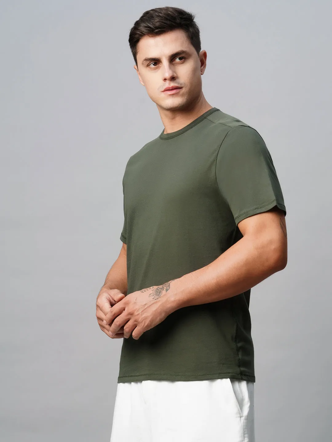 Men's Cotton Green Regular Fit Tshirt